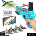 Airplane Launcher Gun Toy With Foam Glider Planes Outdoor Games For Children Best Aeroplane Toys For Kids Air Battle Gun Toys  ( 5 Plane Include )