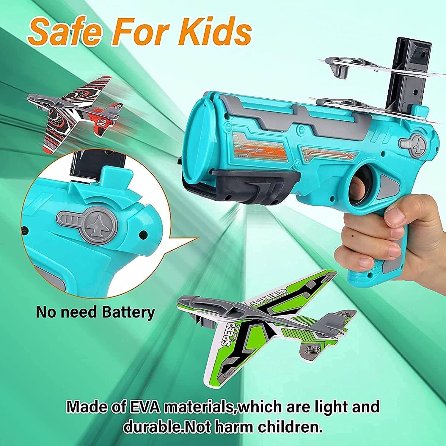 Airplane Launcher Gun Toy With Foam Glider Planes Outdoor Games For Children Best Aeroplane Toys For Kids Air Battle Gun Toys  ( 5 Plane Include )