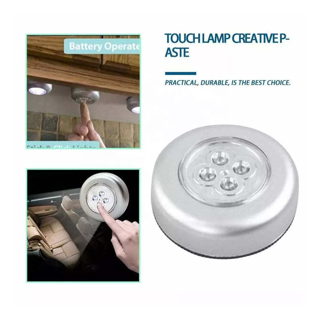 4 Led Battery-powered Wireless Night Light Stick Tap Touch Lamp Stick-on Push Light For Closets Cabinets Counters Or Utility Rooms Cordless Touch Light