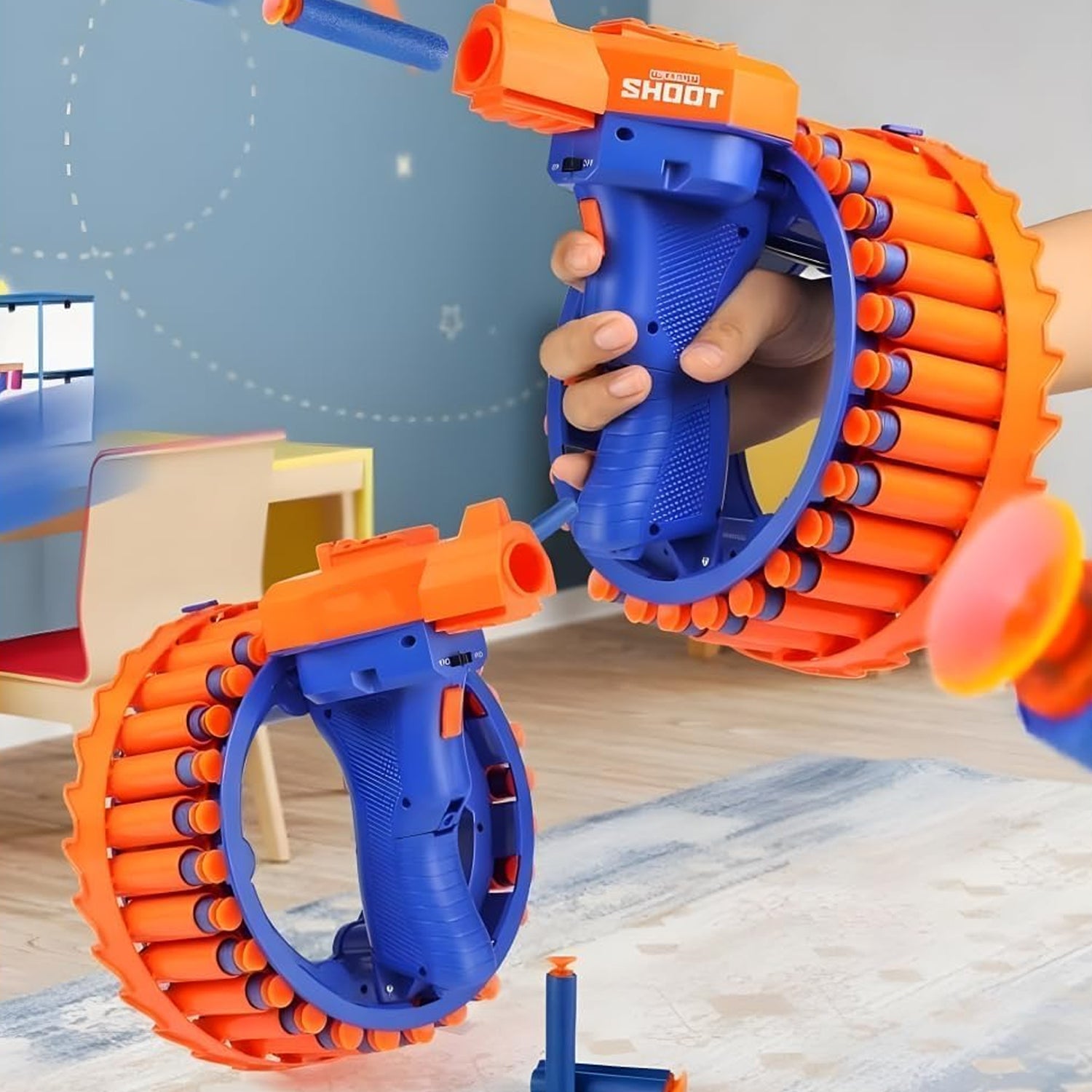 Amazing Toy Gun Electric Gun For Children 28 Soft Bullets For Youth Safety Childrens Electric Hand Ring Wheel Soft Bullet Gun Gift Toys