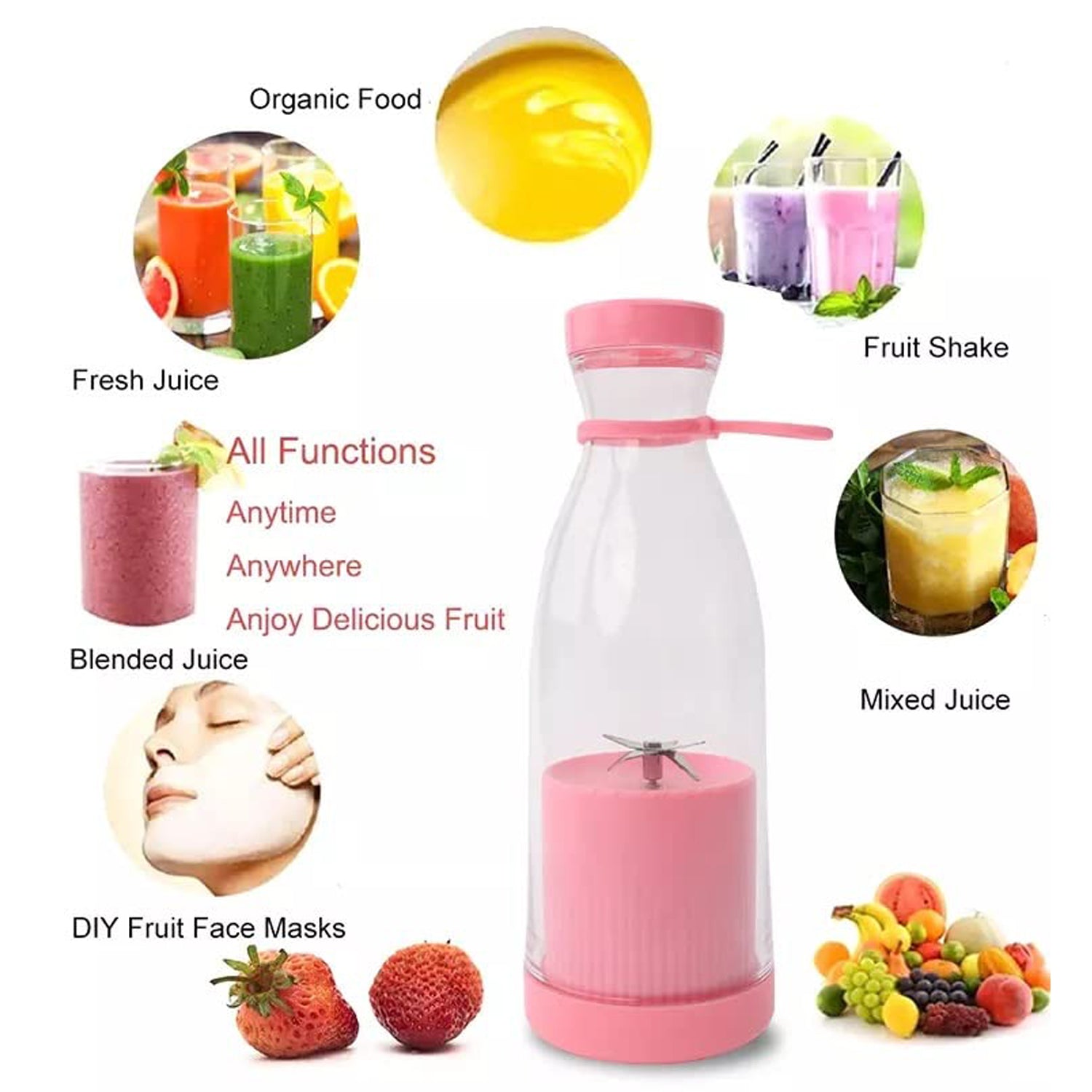 Blender Portable Juicer For Smoothie Juice  Vegetable Shakes