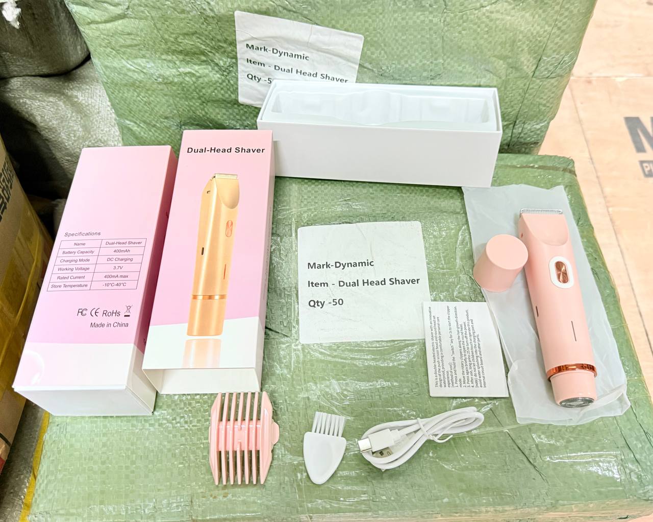 2 in 1 Electric Lady Shaver, Dual Head Bikini Trimmer for Women Shaver, Comfort Electric Shaver for Underarm Leg Arm Body Face Hair, Pink