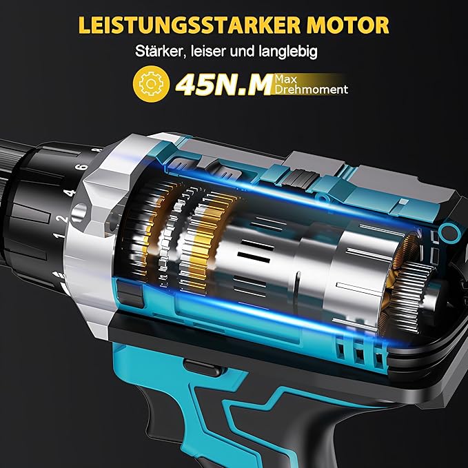 48V Cordless
Drill Machine Kit with 2
Li-Ion Batteries | Dual
Speed Electric Impact
Driver with Keyless
Chuck, LED Light &
Multiple Bits for Wood,
Metal & Wall.