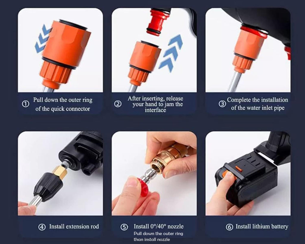 Cordless Pressure Washer, 48V Battery Portable Handheld CarCleaning Machine, 30BarPressure Water SprayGun Pressure WasherCar Wash Spray Gun.